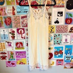VINTAGE Lace Elegant Cream Lace fairycore lingerie Slip Dress